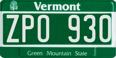 VT license plate ZPO930