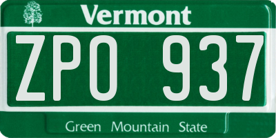 VT license plate ZPO937