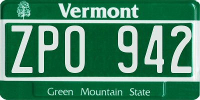 VT license plate ZPO942