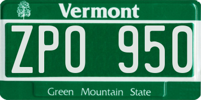 VT license plate ZPO950