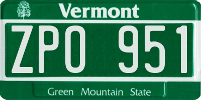 VT license plate ZPO951
