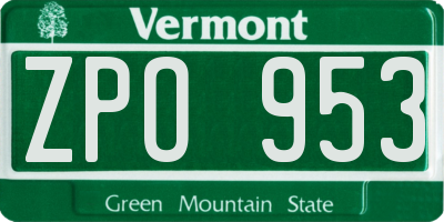 VT license plate ZPO953