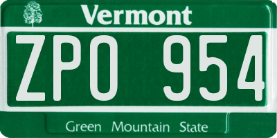 VT license plate ZPO954