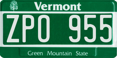 VT license plate ZPO955