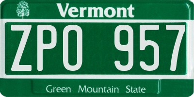 VT license plate ZPO957