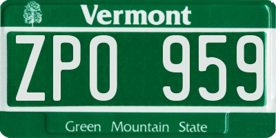 VT license plate ZPO959