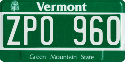 VT license plate ZPO960