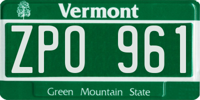 VT license plate ZPO961