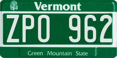 VT license plate ZPO962