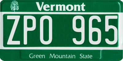VT license plate ZPO965