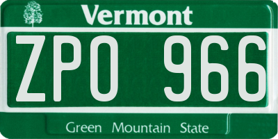 VT license plate ZPO966