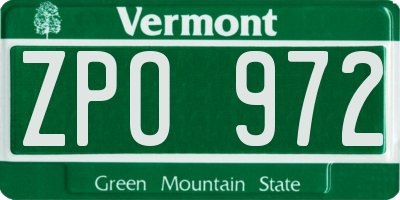 VT license plate ZPO972