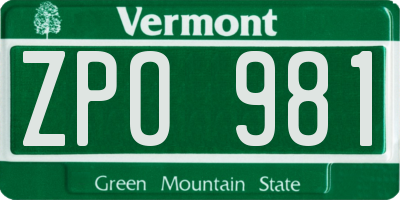 VT license plate ZPO981