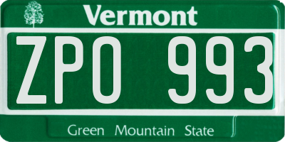 VT license plate ZPO993