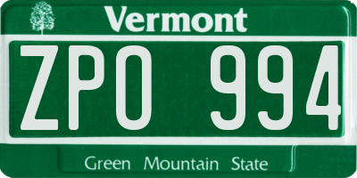 VT license plate ZPO994