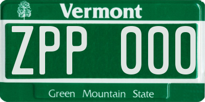 VT license plate ZPP000