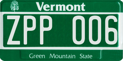 VT license plate ZPP006