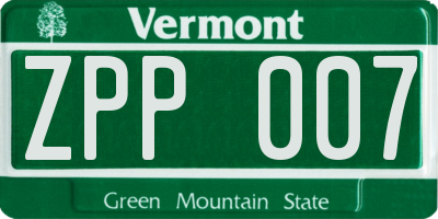 VT license plate ZPP007