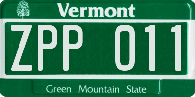 VT license plate ZPP011