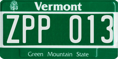 VT license plate ZPP013