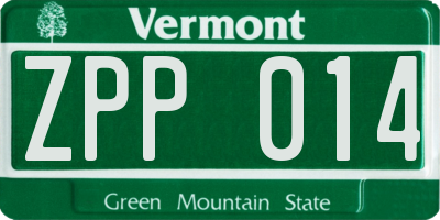 VT license plate ZPP014