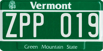 VT license plate ZPP019