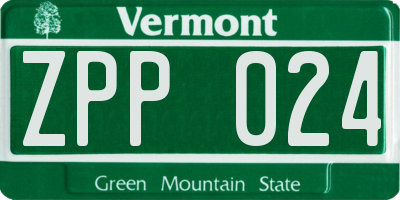 VT license plate ZPP024