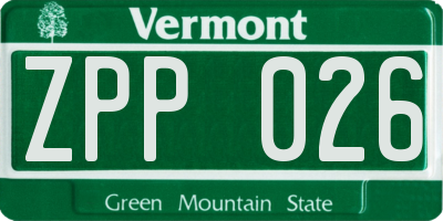 VT license plate ZPP026