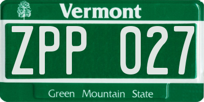 VT license plate ZPP027