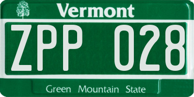 VT license plate ZPP028