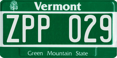 VT license plate ZPP029