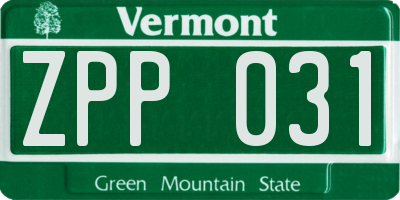 VT license plate ZPP031
