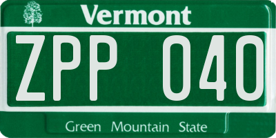 VT license plate ZPP040