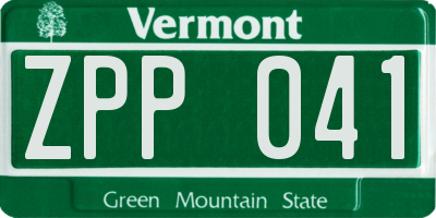 VT license plate ZPP041