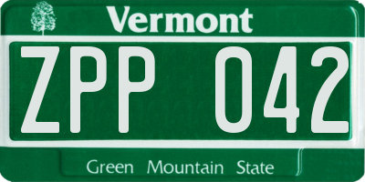 VT license plate ZPP042