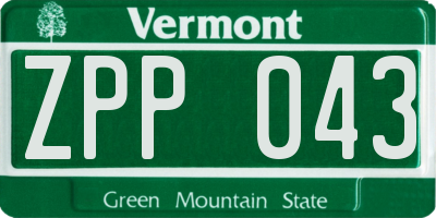 VT license plate ZPP043