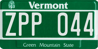 VT license plate ZPP044