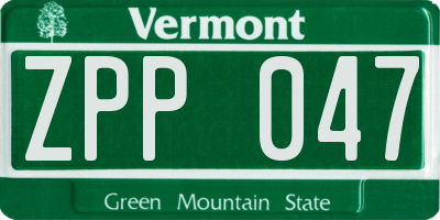 VT license plate ZPP047
