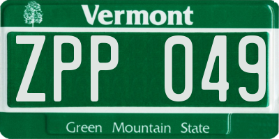 VT license plate ZPP049