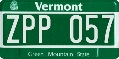 VT license plate ZPP057