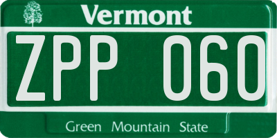 VT license plate ZPP060