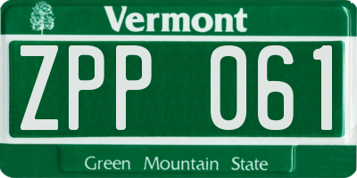 VT license plate ZPP061