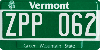 VT license plate ZPP062