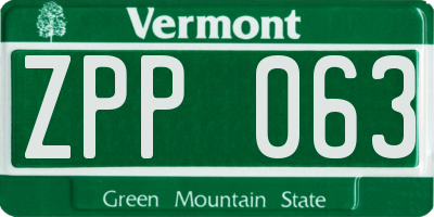 VT license plate ZPP063
