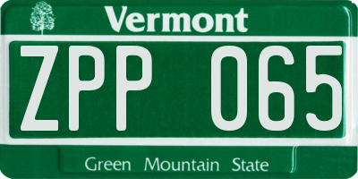 VT license plate ZPP065