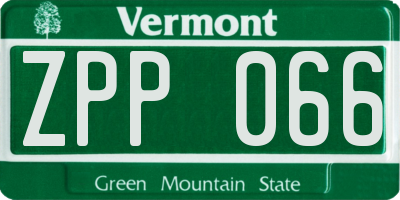VT license plate ZPP066