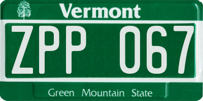 VT license plate ZPP067