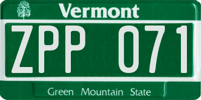 VT license plate ZPP071