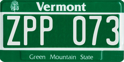 VT license plate ZPP073