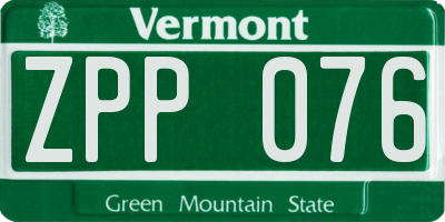 VT license plate ZPP076
